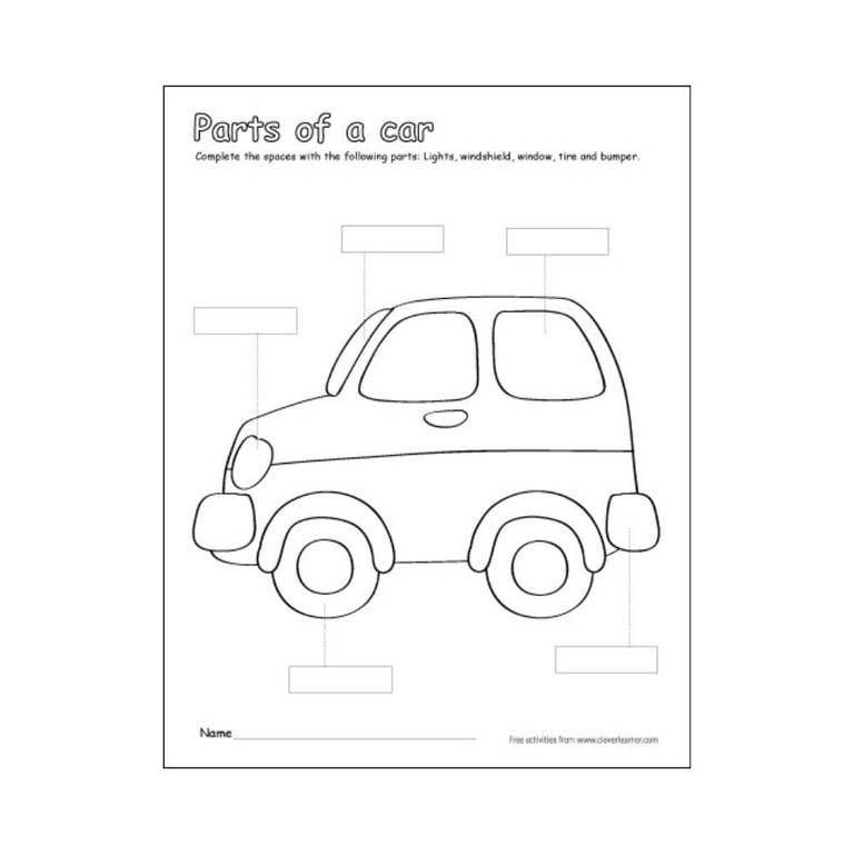 Basisonderwijs Werkblad | Label en Kleur de Onderdelen van een Auto
