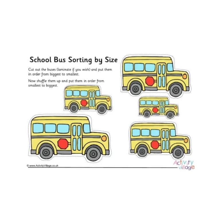 Basisonderwijs Werkblad | Schoolbus Grootte Sorteren