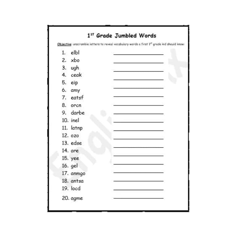 Basisonderwijs Werkblad | 1st Grade Jumbled Words Werkblad