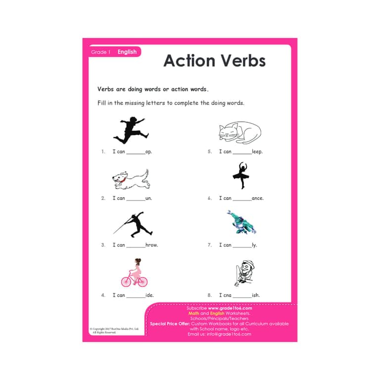 Basisonderwijs Werkblad | Actie Werkwoord graad 1