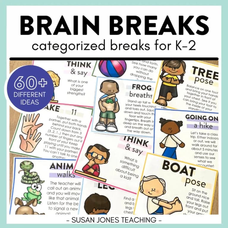 Basisonderwijs Energizer | Brain Break Cards voor K-2: Sociaal Emotioneel Leren, Mindfulness, & Meer!