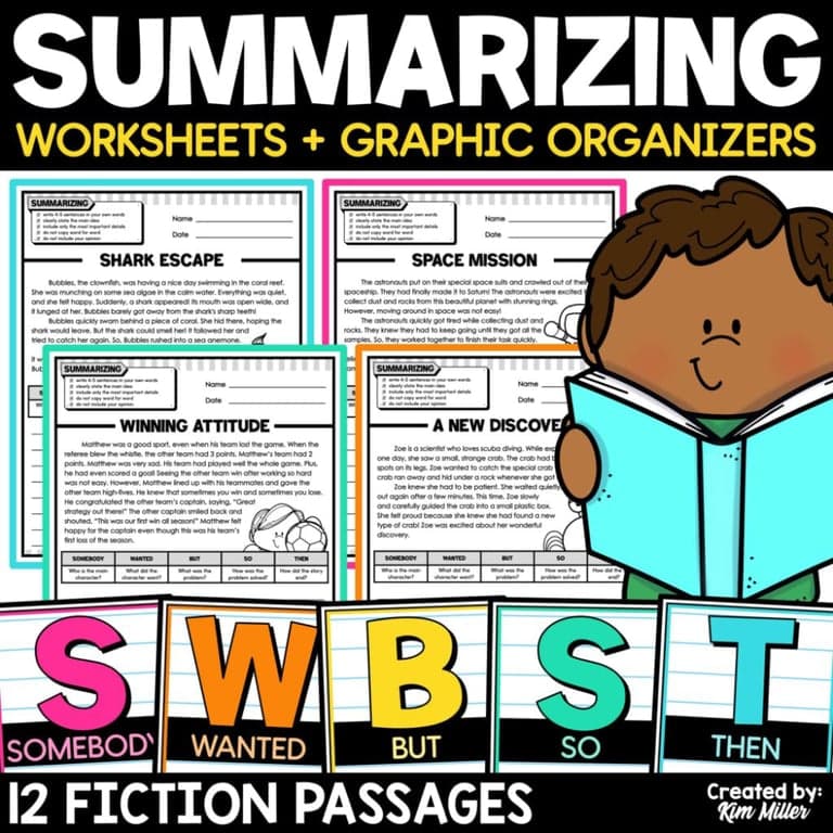 Basisonderwijs Werkblad | Samenvatten Werkbladen Fictie Passages SWBST