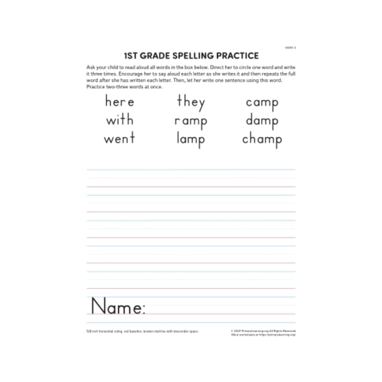 Basisonderwijs Werkblad | 1e Graad Spelling Oefenen (Unit 3)