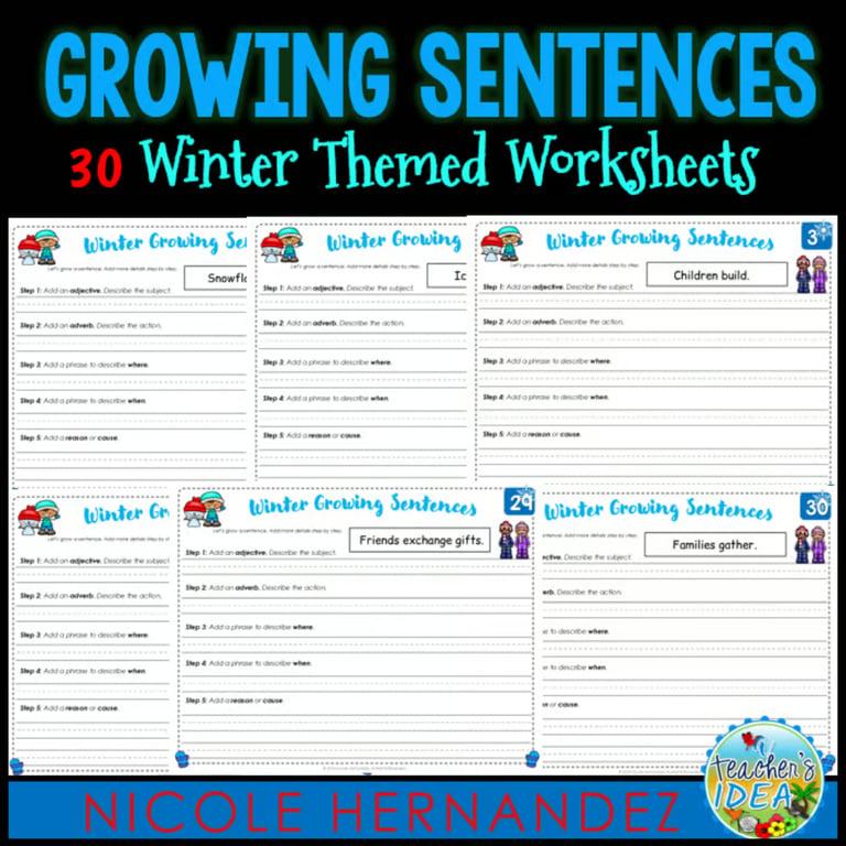 Basisonderwijs Werkblad | Zinnen Bouwen - Winterthema Groeiende Zinnen
