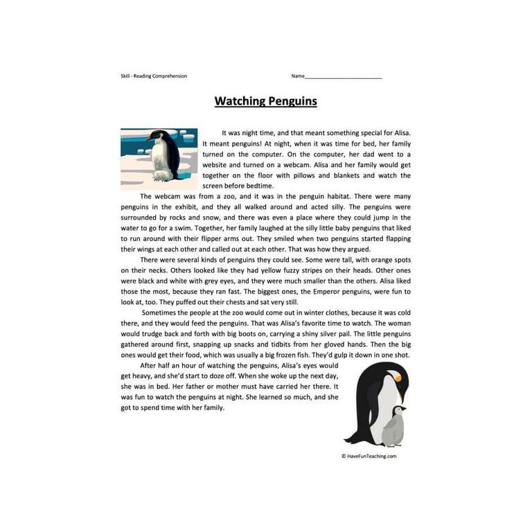 Basisonderwijs Werkblad | Pinguïns Kijken Begrijpend Lezen