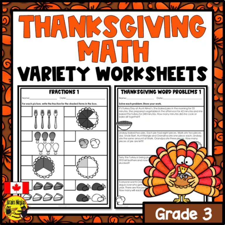 Basisonderwijs Werkblad | Thanksgiving Wiskunde Werkbladen Graad 3 - Getallen tot 1000