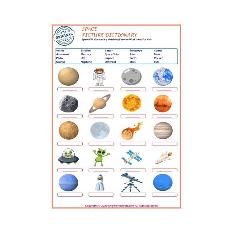 Basisonderwijs Werkblad | Space ESL Vocabulary Matching Exercise