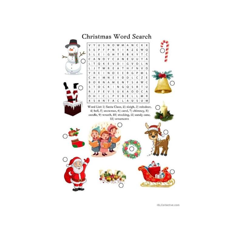 Basisonderwijs Werkblad | Kerstmis Woordzoeker