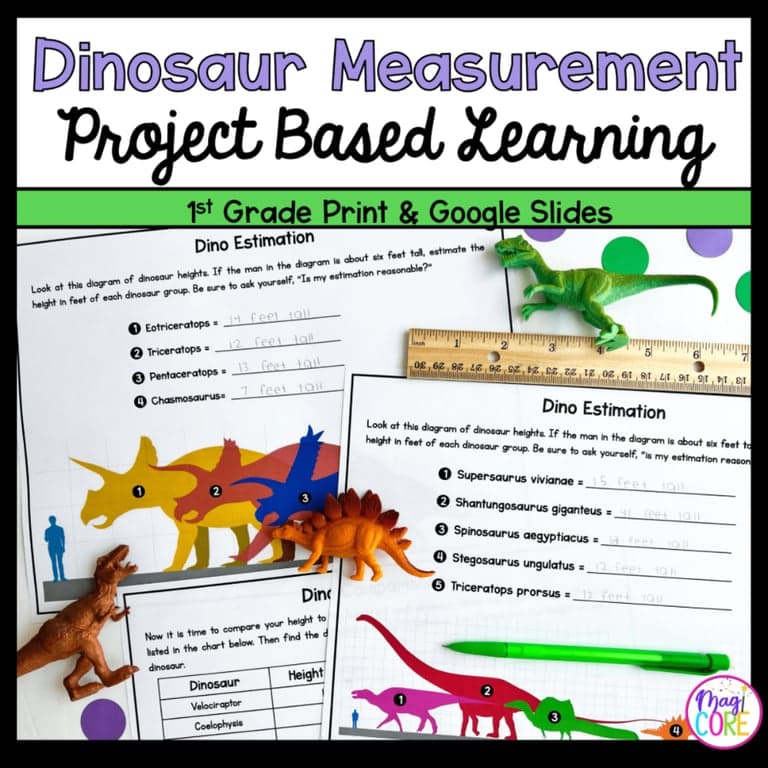 Basisonderwijs Lespakket | 1e Graad Meting Dinosaurus Projectmatig Leren (Engelstalig)