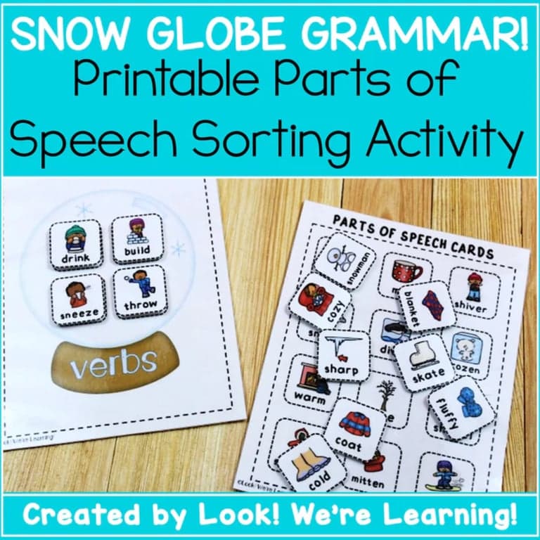 Basisonderwijs Lesson Package | Snow Globe Grammar: Parts of Speech Sorting
