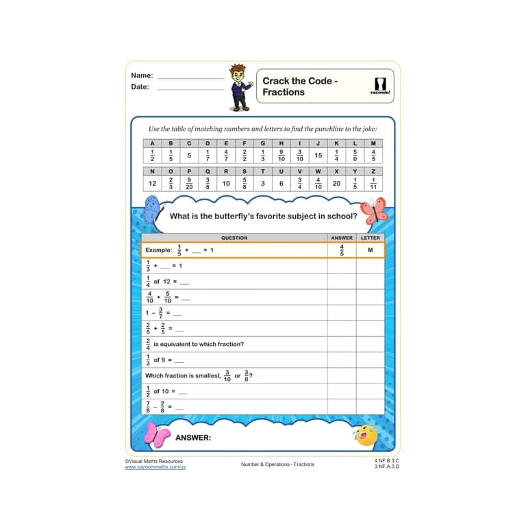 Basisonderwijs Werkblad | Crack the Code - Breuken werkblad