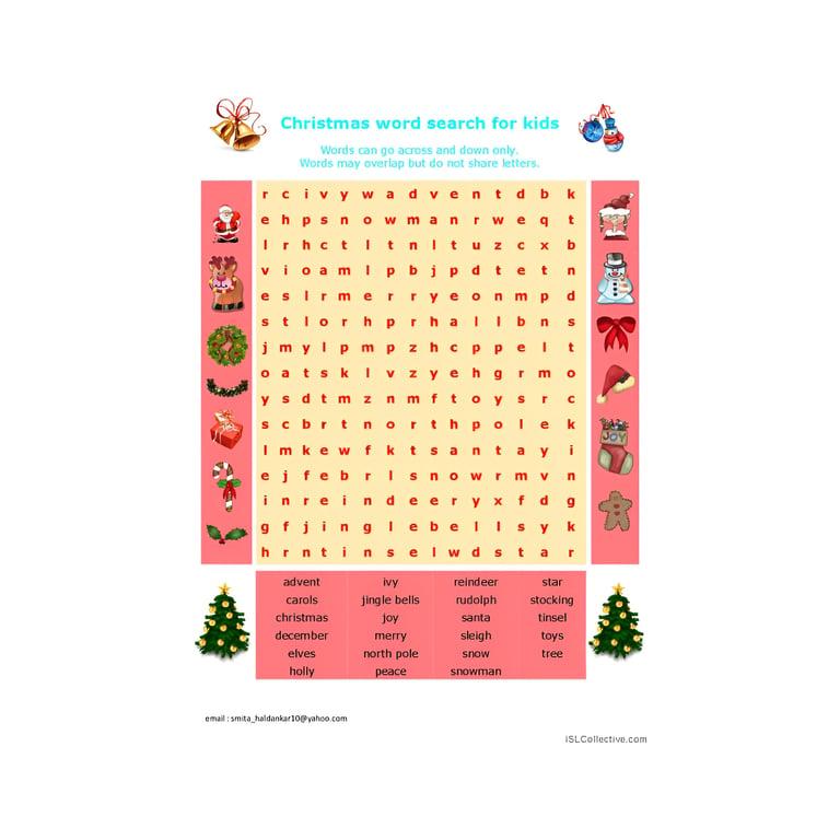 Basisonderwijs Werkblad | Kerstmis Woordzoeker Voor Kinderen