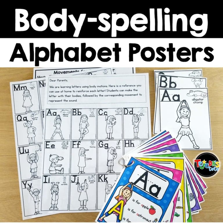 Basisonderwijs Poster | Body-Spelling Alphabet Posters: Kinesthetic Learning