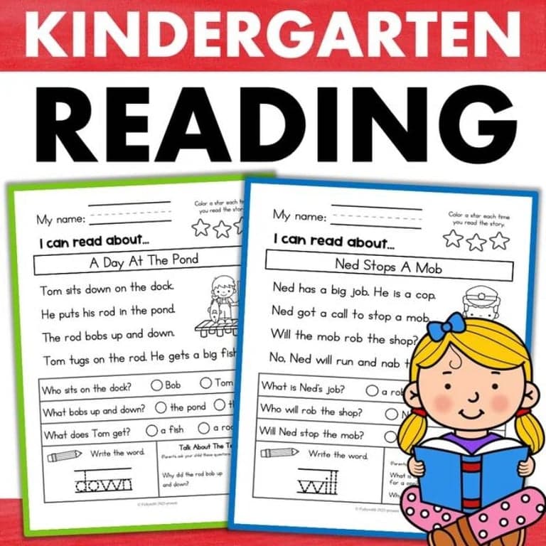 Basisonderwijs Werkblad | Kleuterschool Begrijpend Lezen Werkbladen met Decoderbare Passages set B