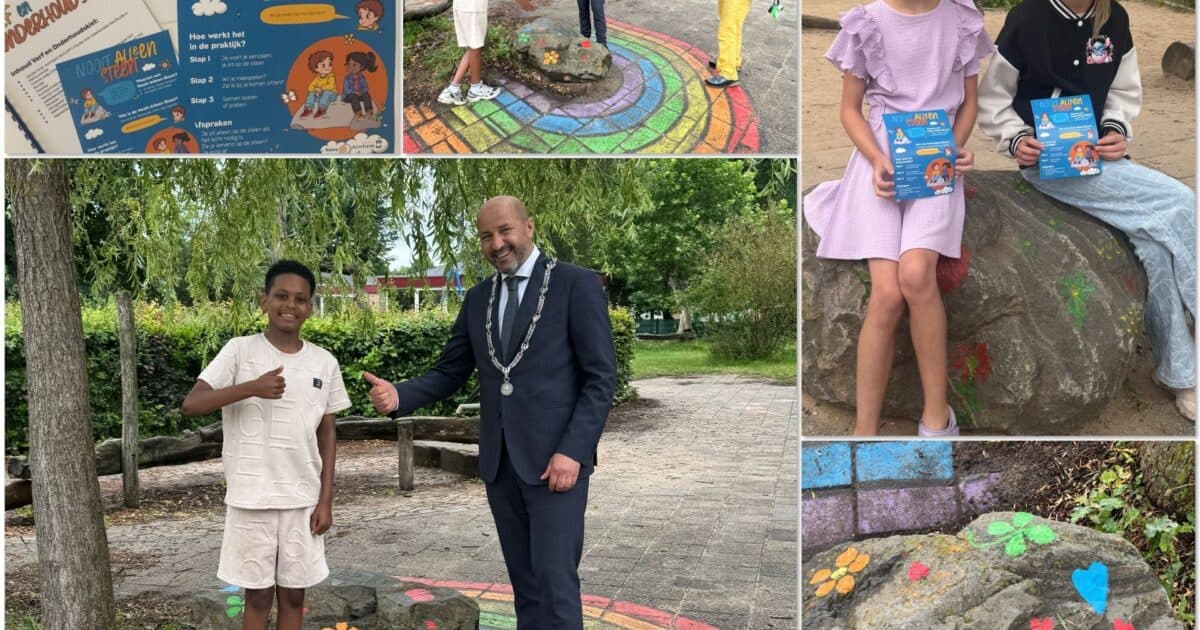 Nooit-Alleen-Steen op schoolplein tegen eenzaamheid en buitensluiting