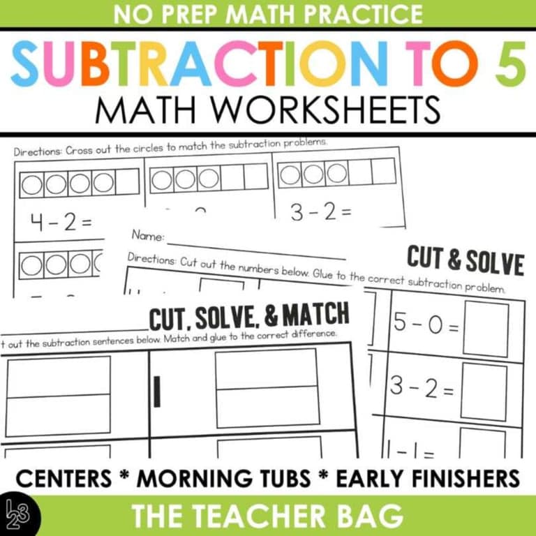 Basisonderwijs Werkblad | Aftrekken Binnen 5 Werkbladen