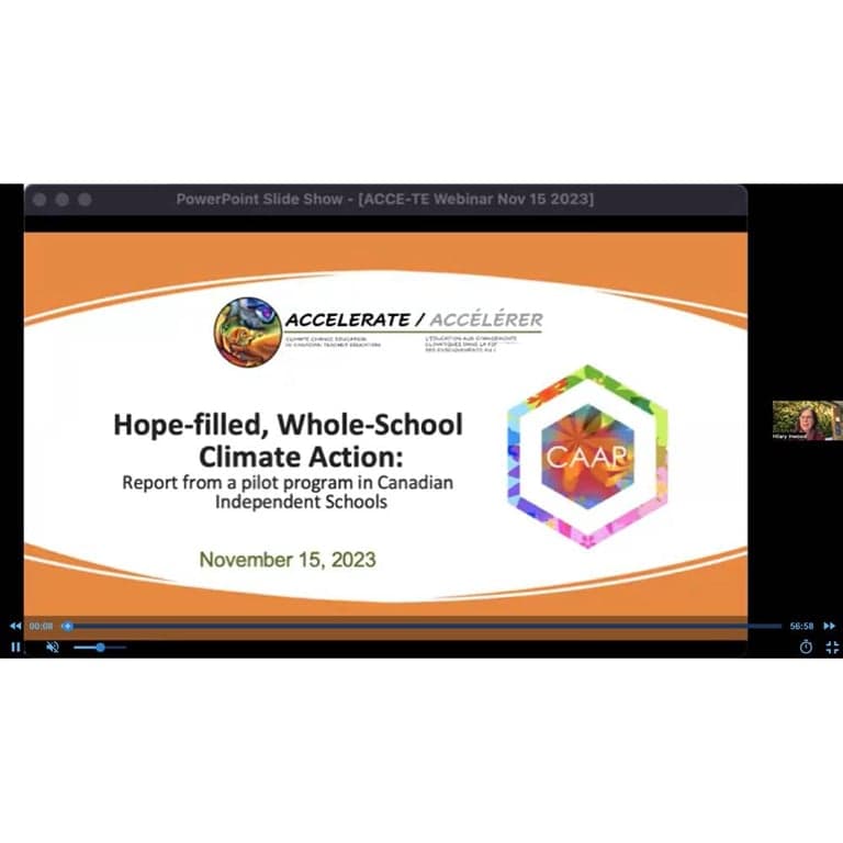Basisonderwijs Webinar | Hoopvolle, Schoolbrede Klimaatactie: Verslag van een Pilot-Programma in Canadese Onafhankelijke Scholen