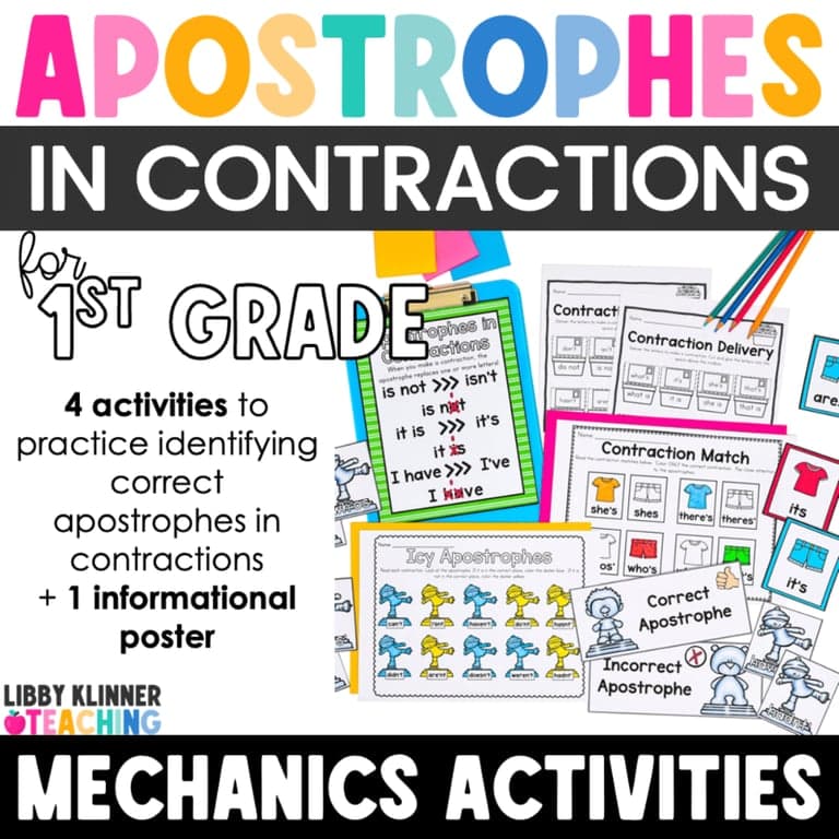 Basisonderwijs Lespakket | Apostrofs in Samentrekkingen-Activiteiten – Grammatica-Spellen (Engelstalig)