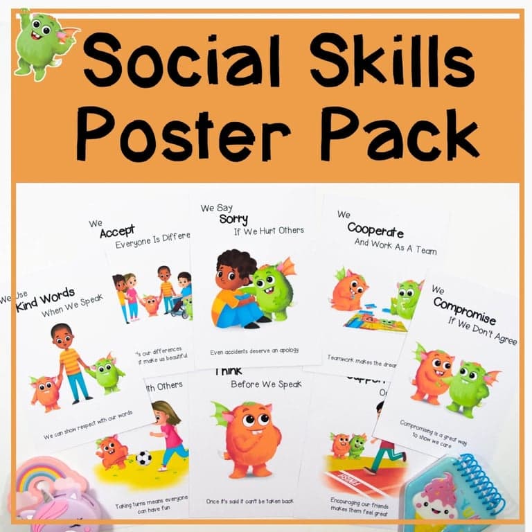 Basisonderwijs Poster | Sociale Vaardigheden Posterpakket - Printbare Klassikale Weergave