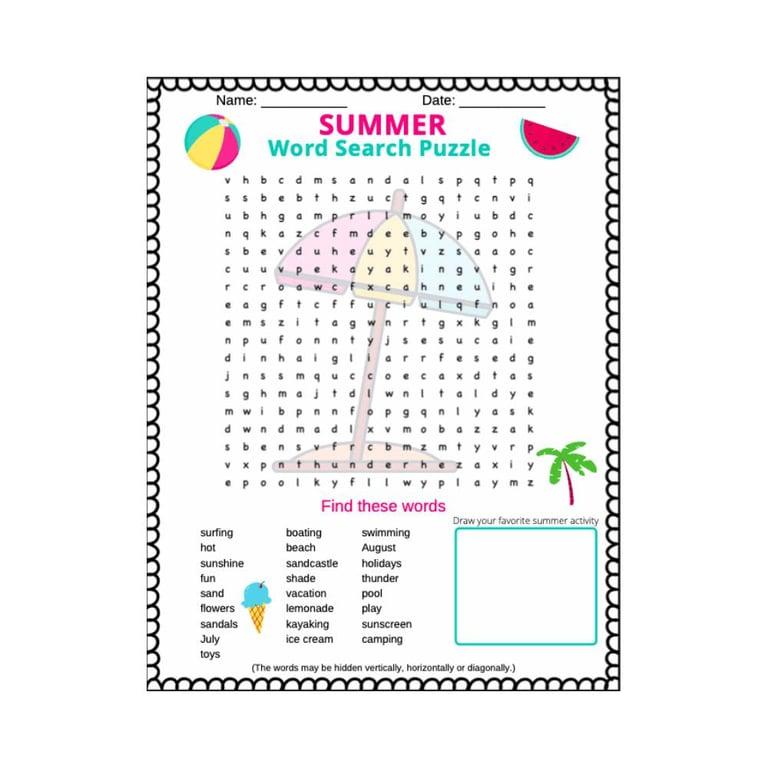 Basisonderwijs Werkblad | Zomer Woordzoeker Puzzel Voor Kinderen