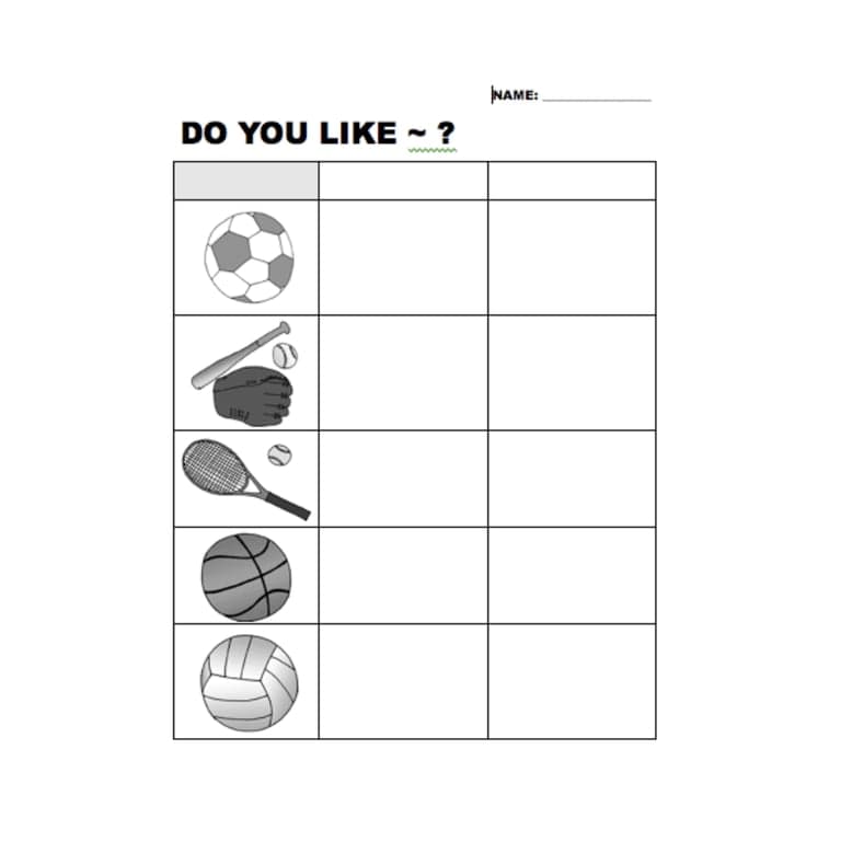 Basisonderwijs Werkblad | "Hou Je Van ~?" Werkblad Sport