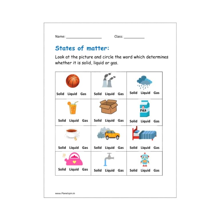 Basisonderwijs Werkblad | De Staten van de Materie Werkblad (Engelstalig)