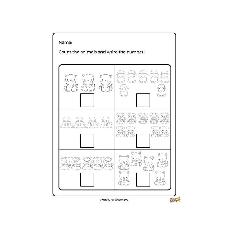 Basisonderwijs Werkblad | Kleuterschool Dier Wiskunde-Activiteit