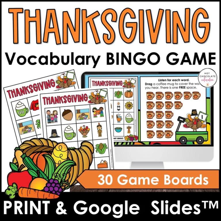 Basisonderwijs Spel | Dankzegging Woordenschat Bingo Bundel - Print & Digitale Versies