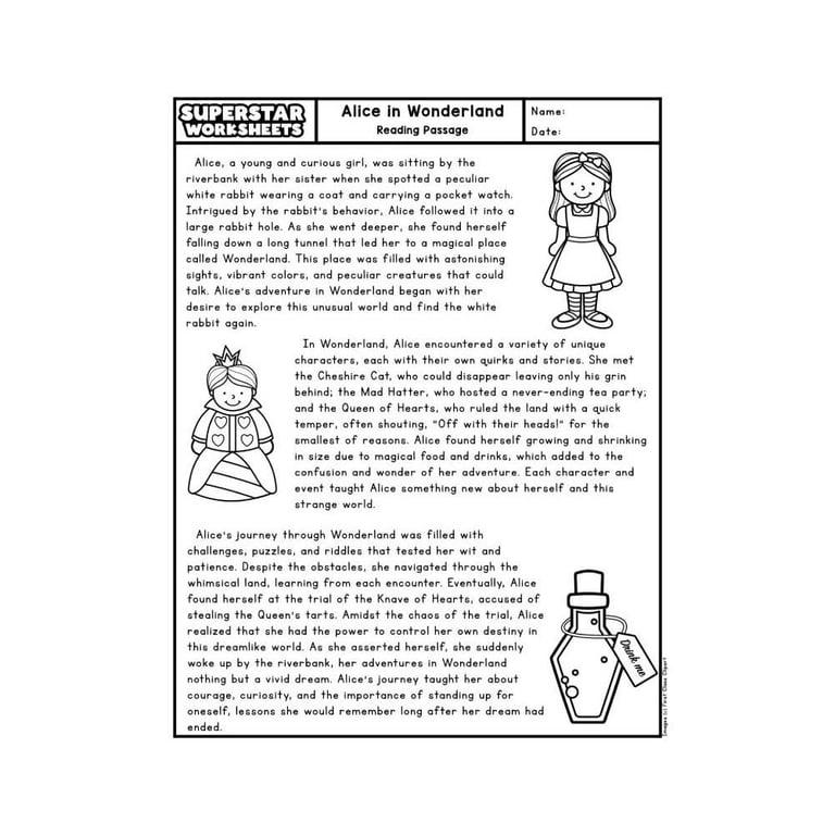 Basisonderwijs Werkblad | Alice in Wonderland Leespassage