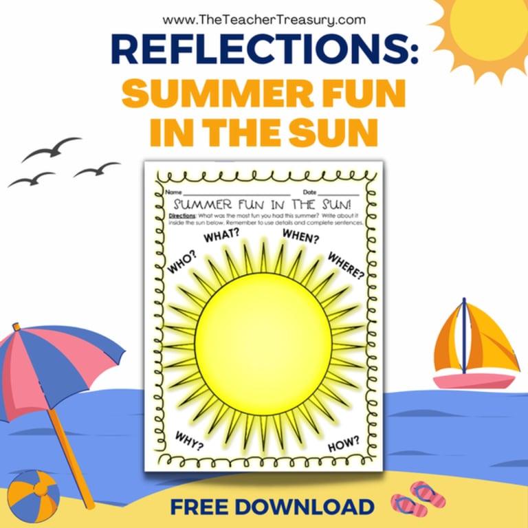 Basisonderwijs Werkblad | Reflecties: Zomerpret in de Zon (Schrijfopdracht)