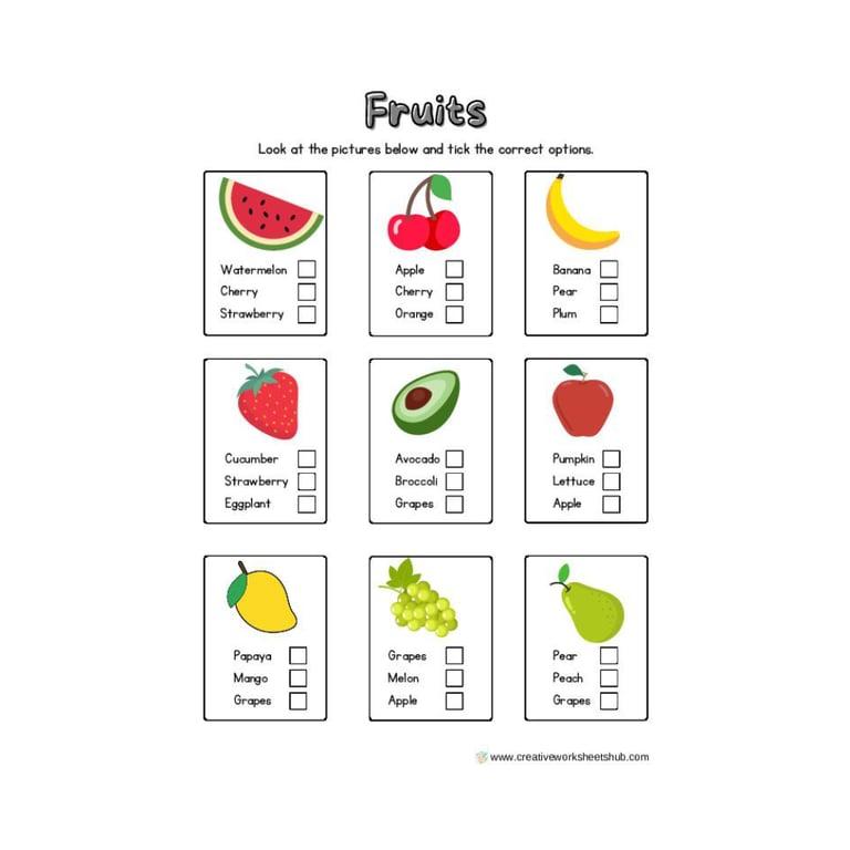 Basisonderwijs Werkblad | Fruit en Groente Werkbladen voor Kleuters