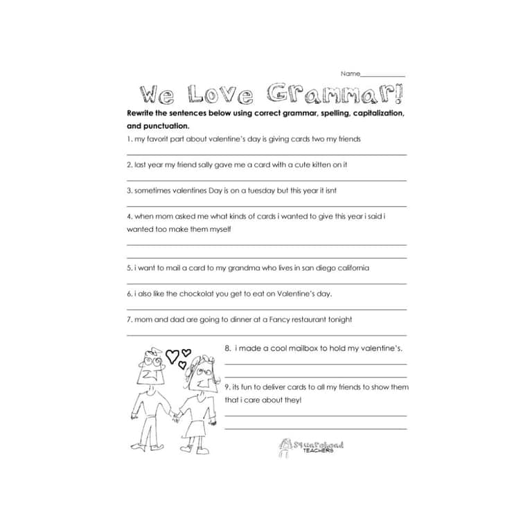 Basisonderwijs Werkblad | Valentijnsdag-Grammatica