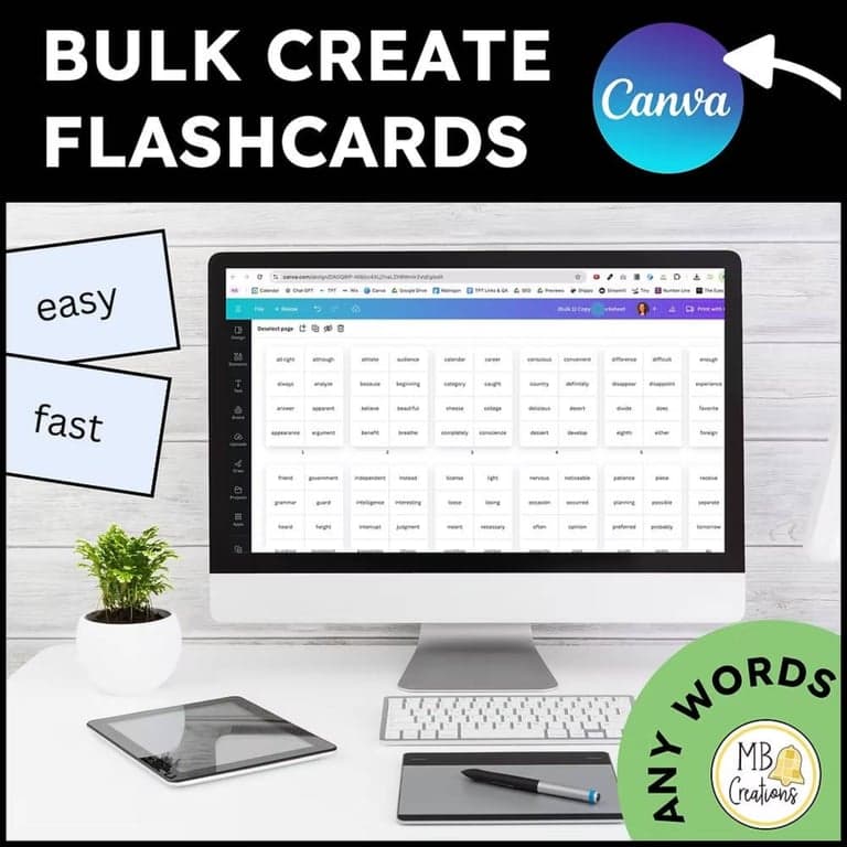 Basisonderwijs Flashcard | Bewerkbare Sjablonen Bulk Maak in Canva Flashcards voor Elk Onderwerp