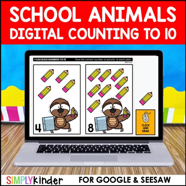 Basisonderwijs Materiaal | Schooldieren Tellen tot 10 Activiteiten voor Google en Seesaw