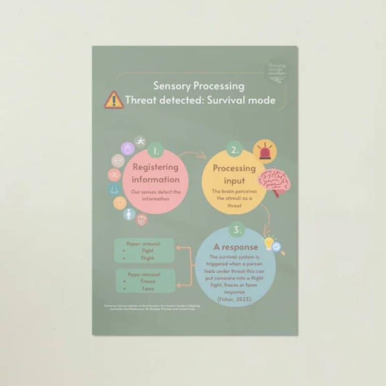 Basisonderwijs Poster | Sensorische Verwerking - Bedreiging Gedetecteerd: Overlevingsmodus (Engelstalig)