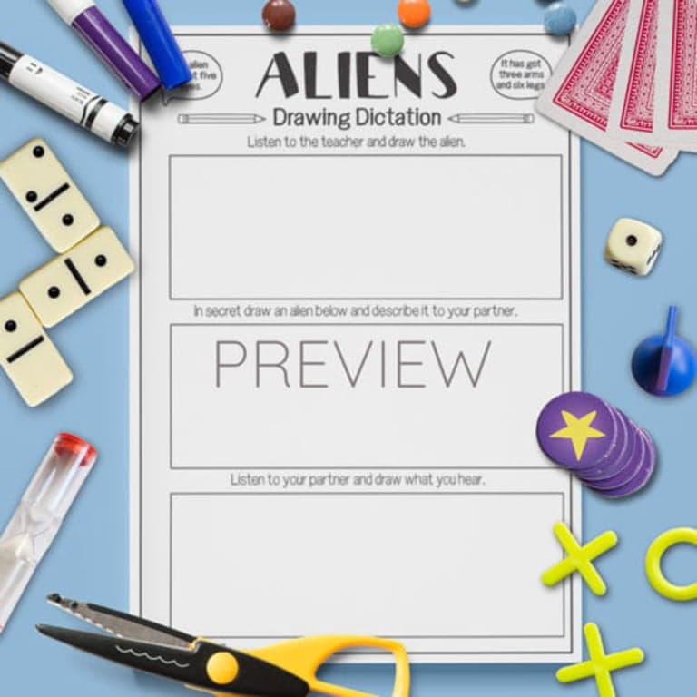 Basisonderwijs Spel | Aliens Tekenen Dictee