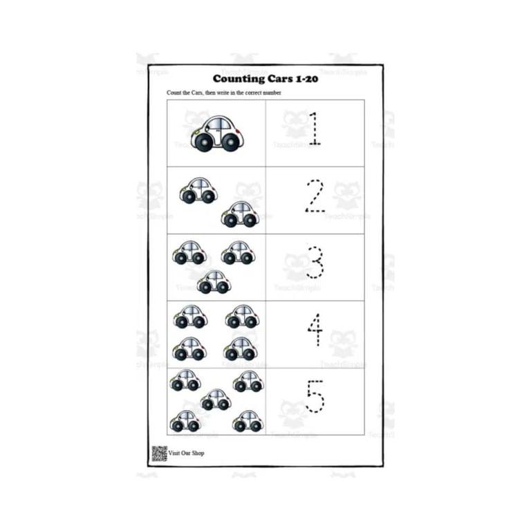 Basisonderwijs Werkblad | Auto's Tellen 1-20 Printbaar