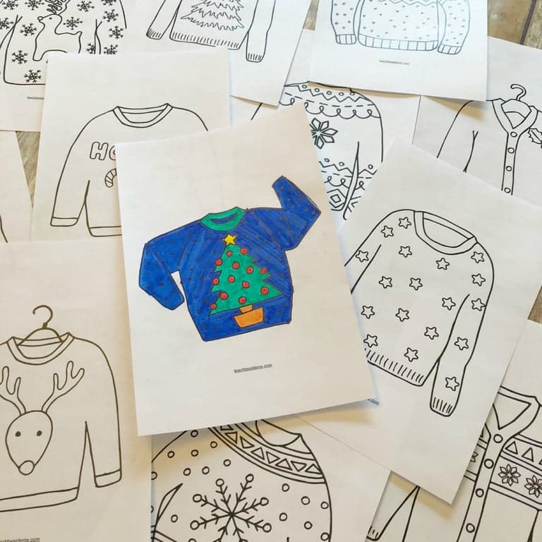 Basisonderwijs Werkblad | Kerstmis Trui Kleurplaten