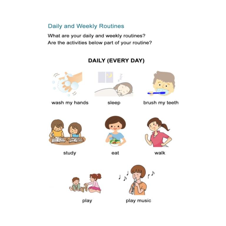 Basisonderwijs Werkblad | Dagelijkse Routines Werkblad - Tegenwoordige Werkwoordstijd