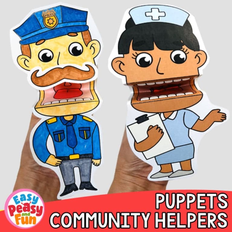 Basisonderwijs Materiaal | Jobs en Community Helper Puppet Sjablonen (Engelstalig)