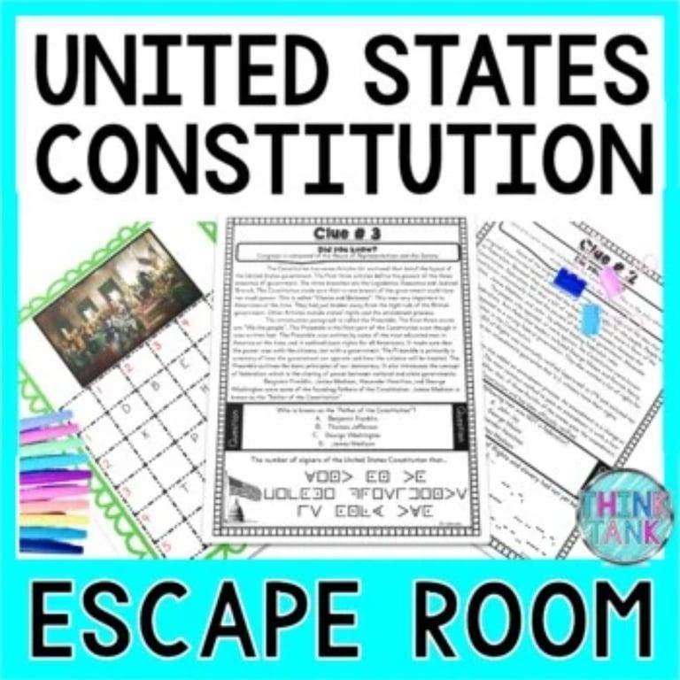 Basisonderwijs Spel | Amerikaanse Grondwet Escape Room Activiteit! Dag van de Grondwet