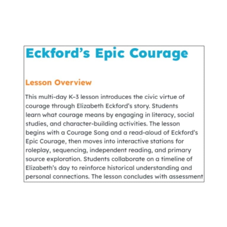 Basisonderwijs Lesidee | Lesplan voor een Week voor Groep 1 t/m 4 – Eckfords Buitengewone Moed (Engelstalig)