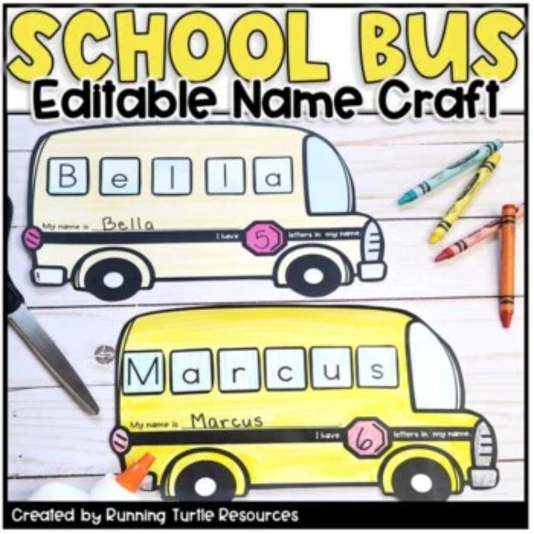 Basisonderwijs Materiaal | Terug naar School Naam Craft Bewerkbare Bus Activiteit