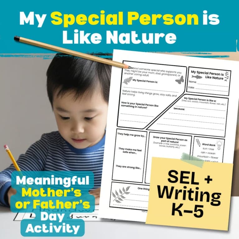 Basisonderwijs Werkblad | Mijn Speciale Persoon is Als de Natuur, SEL-Schrijfactiviteit (Engelstalig)