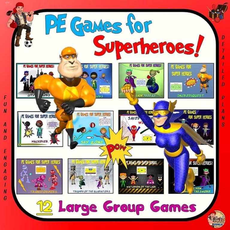 Basisonderwijs Spel | PE-Spellen voor Superhelden! 12 Grote Groep Spellen Bundel