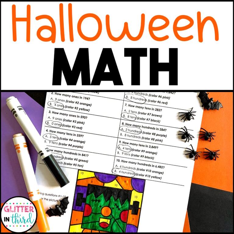 Basisonderwijs Werkblad | 3e Graad Halloween Math No-Prep Kleur door Getallen
