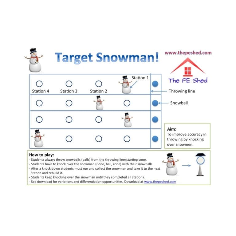 Basisonderwijs Spel | Target Sneeuwman - Kerstmis PE Spel