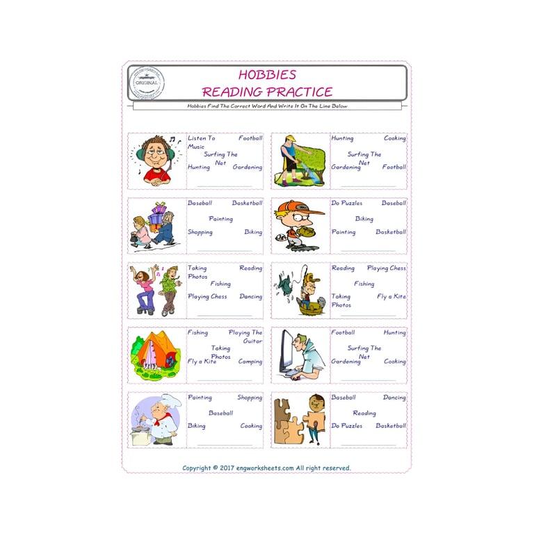 Basisonderwijs Werkblad | Hobby's