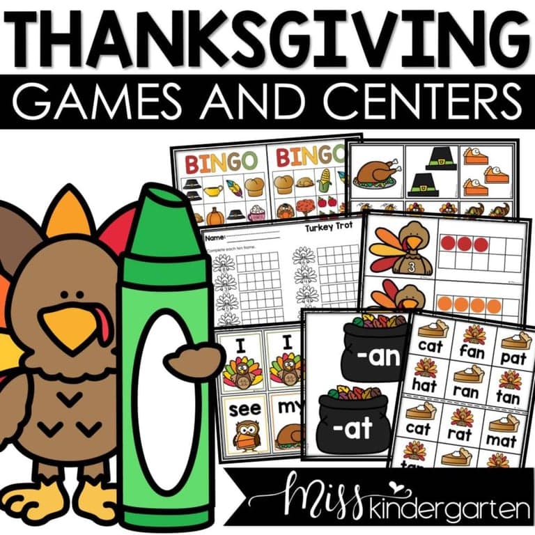 Basisonderwijs Spel | Thanksgiving Handen-op-Wiskunde en Geletterdheid Centra (Engelstalig)