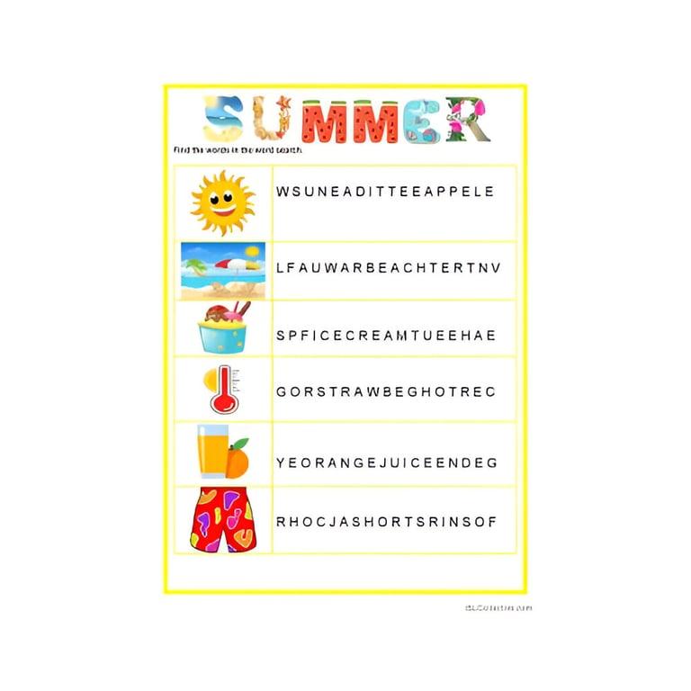 Basisonderwijs Werkblad | Woordzoeker - Zomer